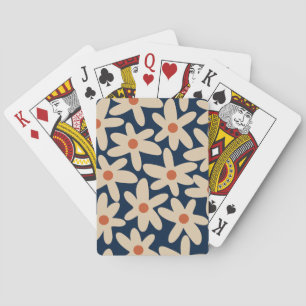 Retro Floral Pattern Daisy Time Scandi Flowers Playing Cards