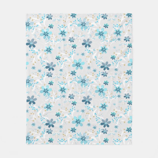 Retro , floral pattern fleece blanket (Front)