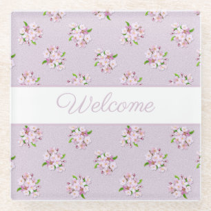 Retro floral pattern glass coaster