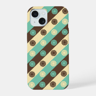 Retro Floral Pattern Green, Cream, Brown, iPhone 15 Case