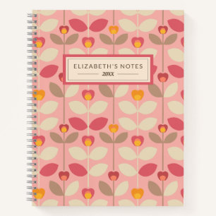 Retro Floral Pattern Monogram Journal