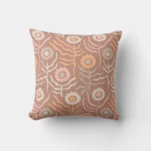 Retro floral pattern on a brown background cushion