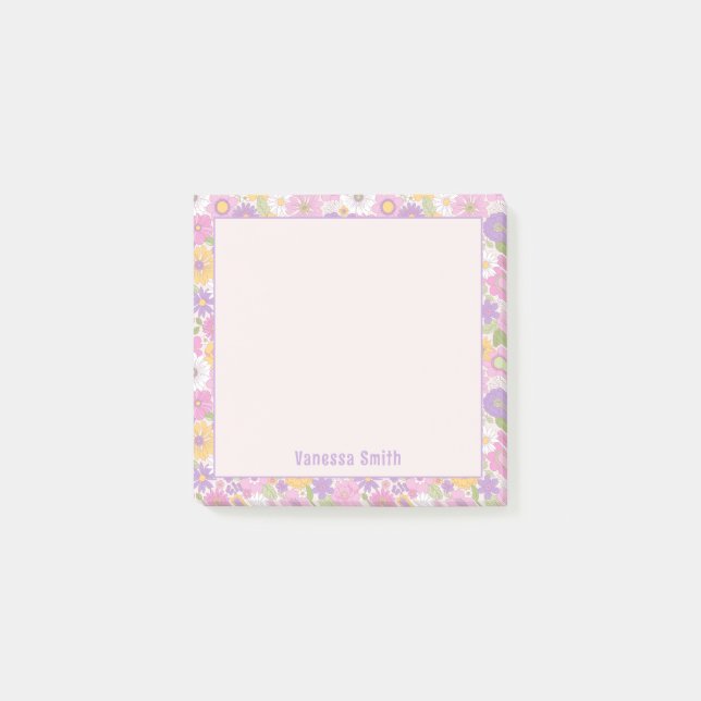 Retro Floral Pattern Personalised Notes (Front)