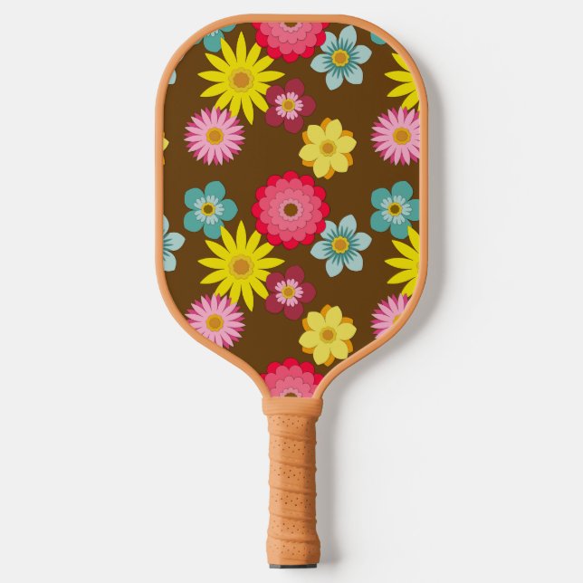 Retro Floral Pattern Pickleball Paddle (Front)