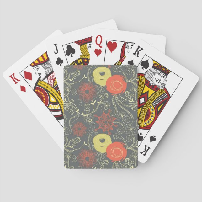 Retro floral pattern playing cards (Back)