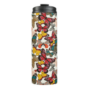 Retro floral pattern thermal tumbler