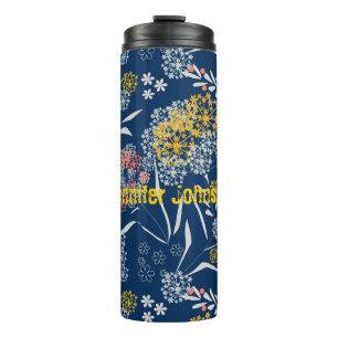Retro, floral pattern thermal tumbler