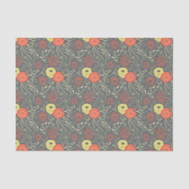 Retro floral pattern tissue paper (Front)