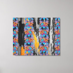 Retro Floral Pattern Vintage Wood #2 Canvas Print