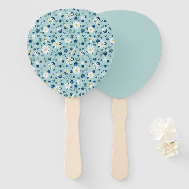 Retro floral pattern with daisies. hand fan (Front and Back)