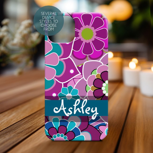 Retro Floral Pattern with Name Case-Mate iPhone Case (Personalized Phone Case)