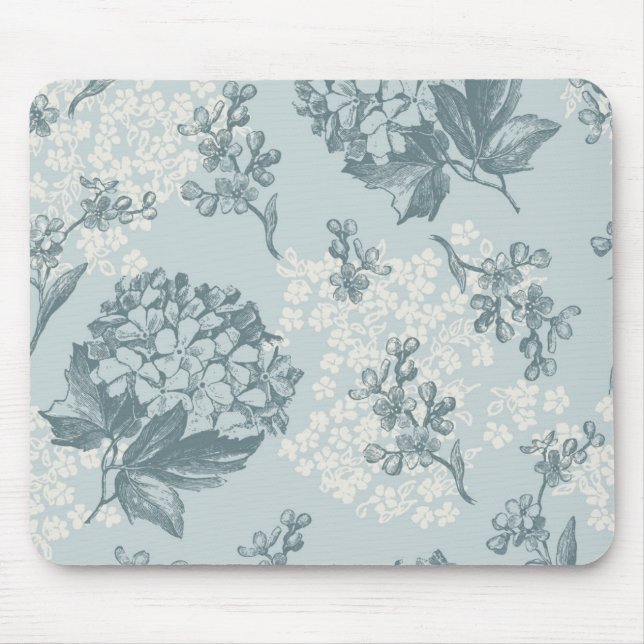 Retro floral pattern with viburnum flowers mouse mat (Front)