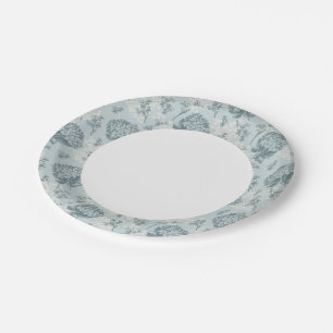 Retro floral pattern with viburnum flowers paper plate