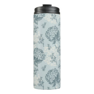 Retro floral pattern with viburnum flowers thermal tumbler