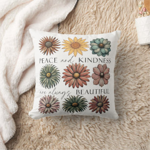 Retro Floral Peace and Kindness Cushion