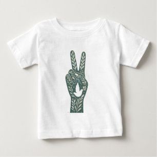 Retro Floral Peace Sign & Dove Art Botanical Sun Baby T-Shirt