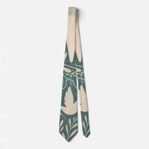 Retro Floral Peace Sign & Dove Art Botanical Sun Tie