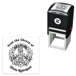 Retro Floral Peace Sign From the Library of Self-inking Stamp