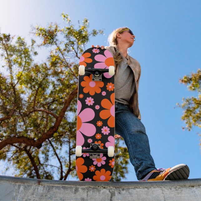 Retro Floral Personalised Skateboard (Outdoor 1)