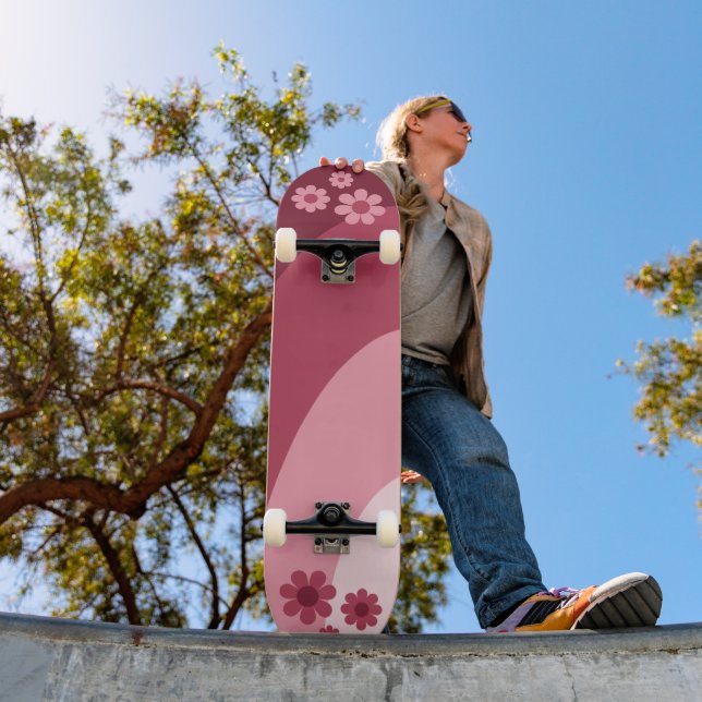 Retro Floral Pink  Skateboard (Outdoor 1)