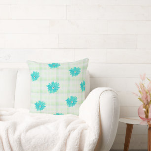 Retro Floral Plaid Cushion