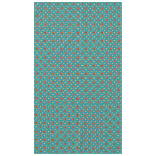 Retro Floral, Polka Dots on Teal Tablecloth