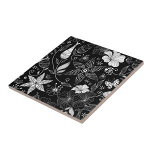 Retro Floral Print Tile