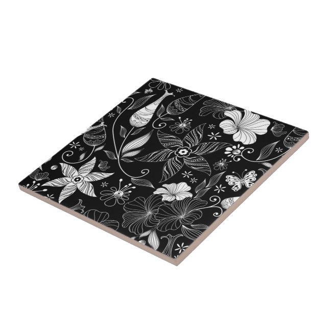 Retro Floral Print Tile (Side)