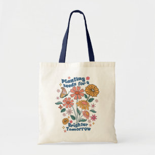 Retro Floral Quote Tote Bag
