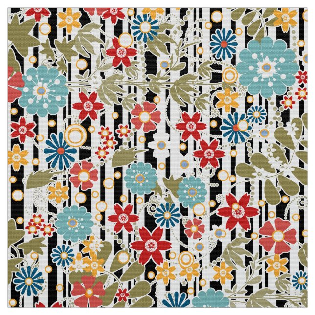 Retro, floral retro fabric (Swatch)