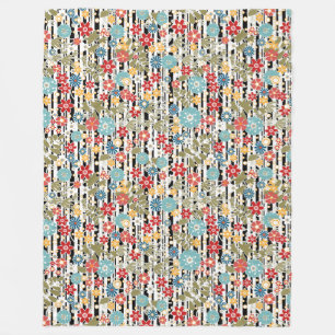 Retro, floral retro fleece blanket