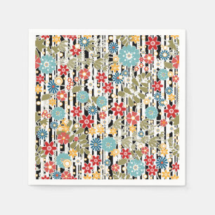 Retro, floral retro napkin