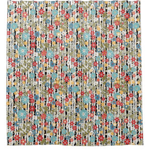 Retro, floral retro shower curtain