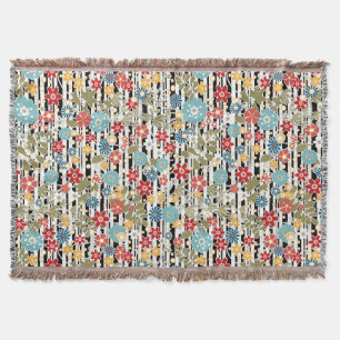 Retro, floral retro throw blanket