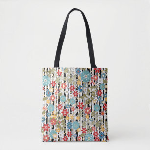 Retro, floral retro tote bag