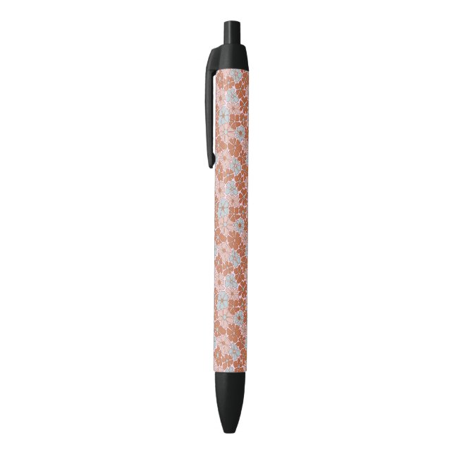 Retro Floral Seamless Pattern Black Ink Pen (Top (Vertical))