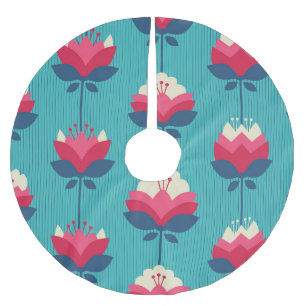 Retro floral seamless pattern. brushed polyester tree skirt