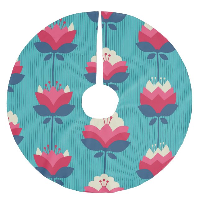 Retro floral seamless pattern. brushed polyester tree skirt (Front)