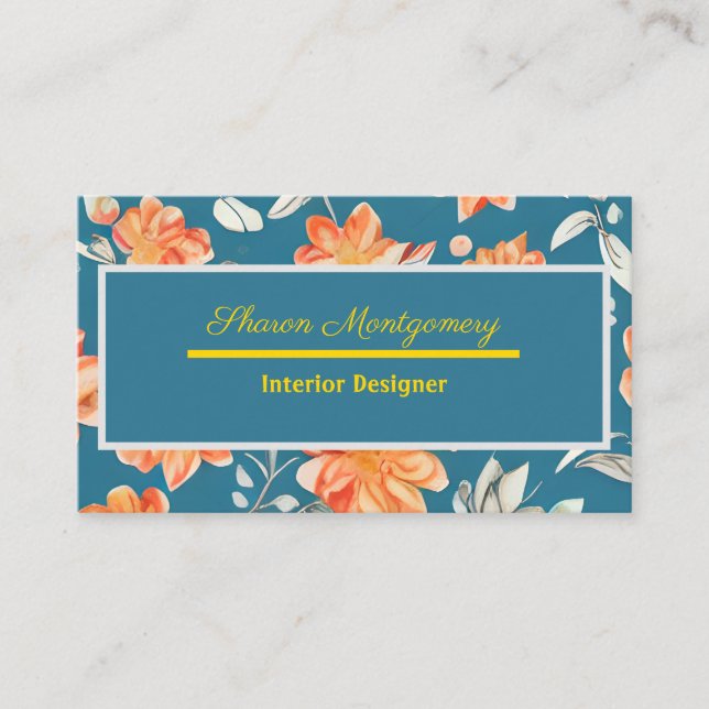Retro Floral Seamless Pattern  Business Card (Front)