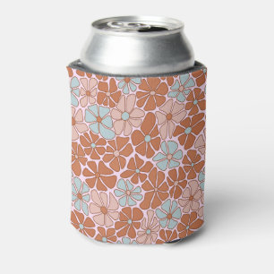 Retro Floral Seamless Pattern Can Cooler