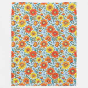 Retro Floral Seamless Pattern Fleece Blanket