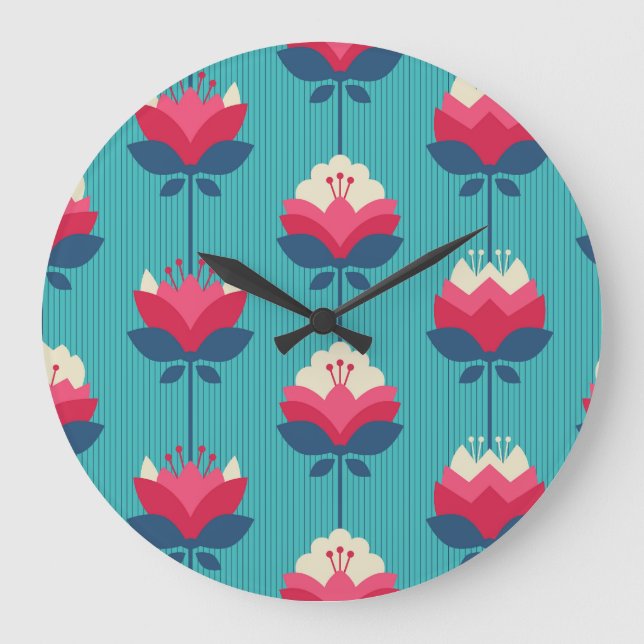 Retro floral seamless pattern. large clock (Front)