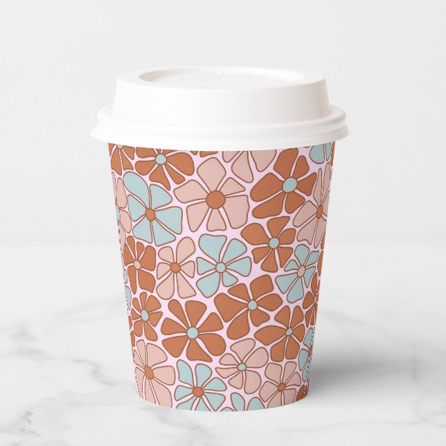 Retro Floral Seamless Pattern Paper Cups (Left)