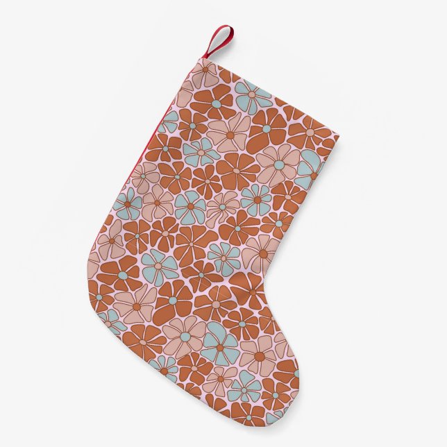 Retro Floral Seamless Pattern Small Christmas Stocking (Front (Hanging))