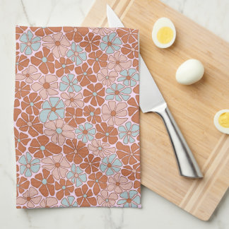Retro Floral Seamless Pattern Tea Towel