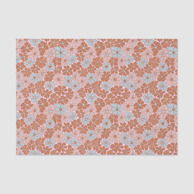 Retro Floral Seamless Pattern Tissue Paper (Front)
