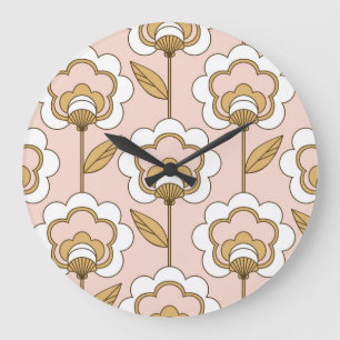 Retro floral: seamless vintage pattern. large clock