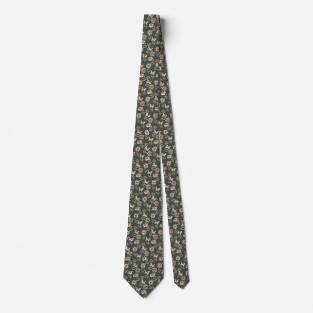 Retro Floral Spring Garden Neck Tie (Front)