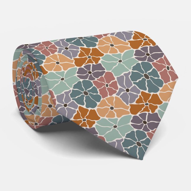 Retro Floral Spring Garden Neck Tie (Rolled)