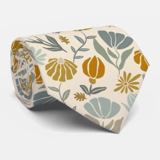 Retro Floral Spring Garden Neck Tie